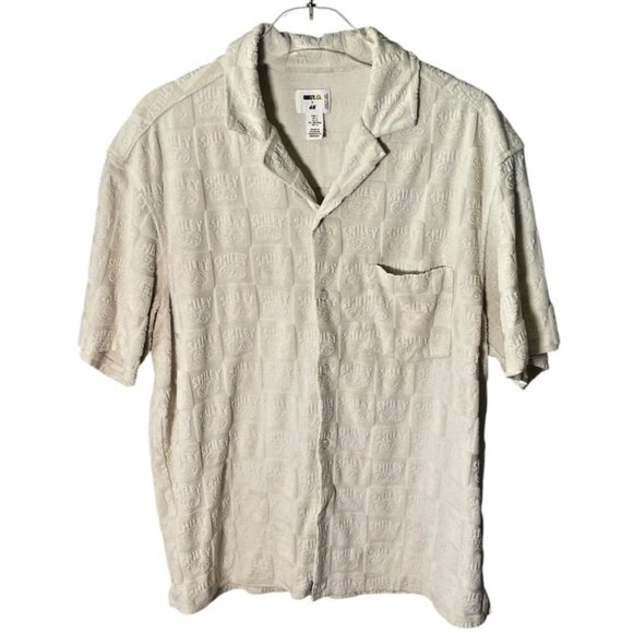 SMILEY x H&M Men’s Terry Cloth Button-Up Shirt – Size-L-–Embossed Smiley Face - Picture 9 of 9